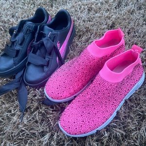 Size 7 (W)  2 FOR 1:Puma Basket Heart Bling + Azalea Wang Diamond Shoes